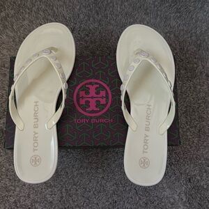 Tori Burch Studded Jelly Sandals - Ivory/cream